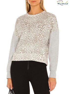 RAILS NWT ALICE COTTON BLEND MIXED GREY CHEETAH SWEATSHIRT. SIZE M